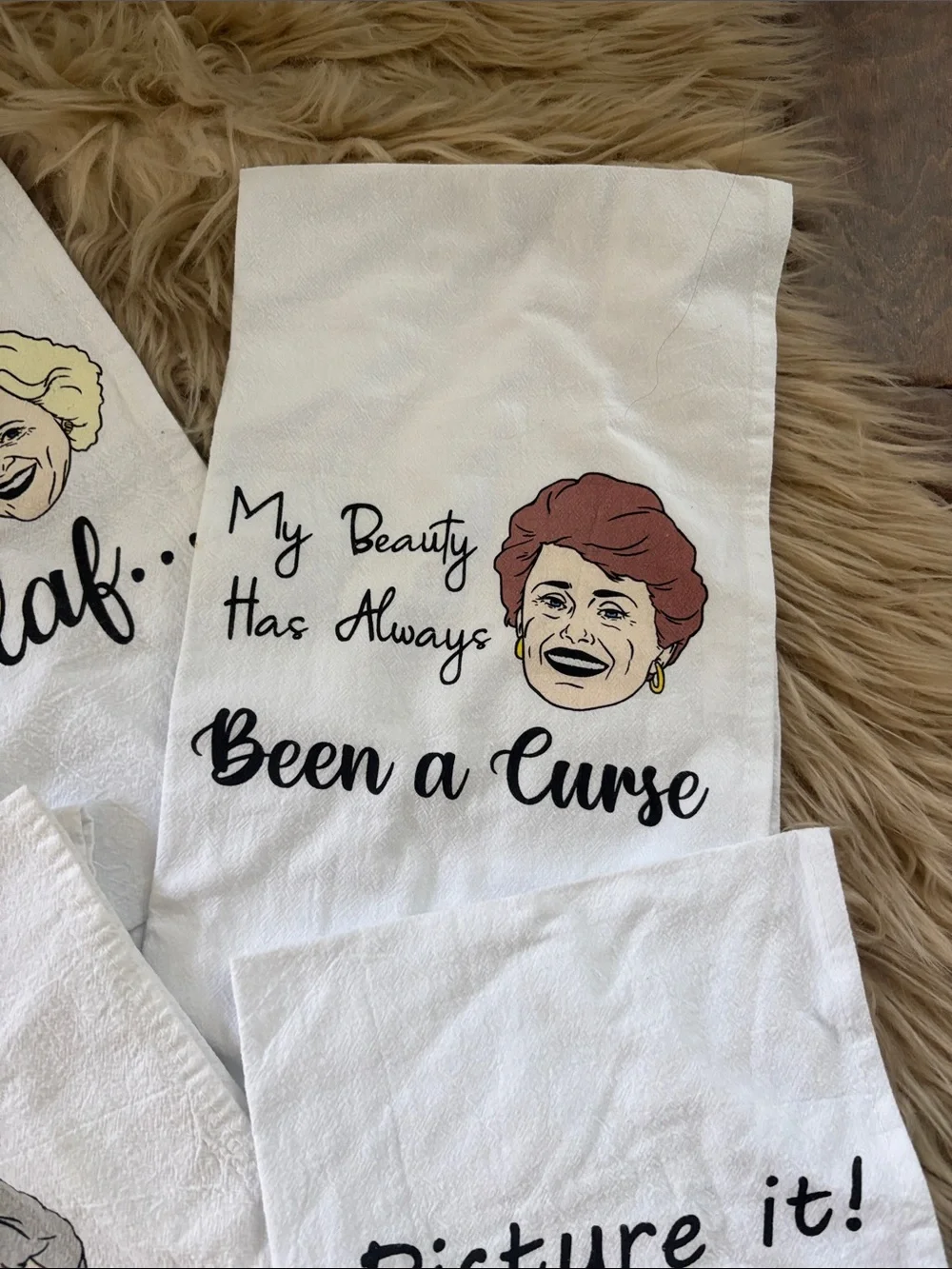 Classic White Golden Girls Decorative Kitchen Towels - Set of 4